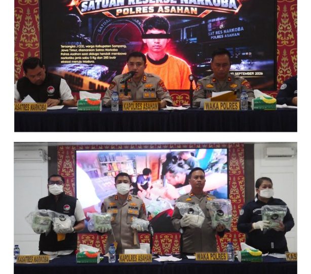Polres Asahan Ungkap 5 Kilogram Lebih Sabu dan 285 Butir Ekstasi, Satu Tersangka Diamankan
